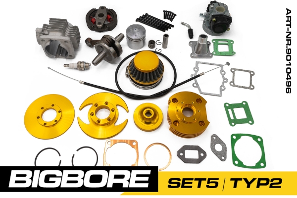 Nitro Bigbore 5 Set Typ 2 mit Tuning Vergaser + Tuning Kupplung für 49cc Pocket- Dirtbikes Miniquads